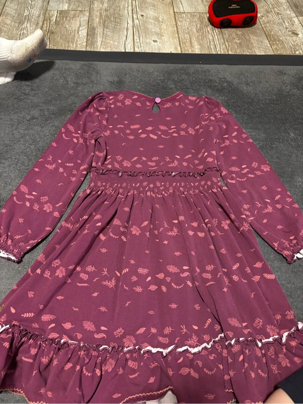Matilda Jane Plum Floral Ruffle Smocked Waist Dress